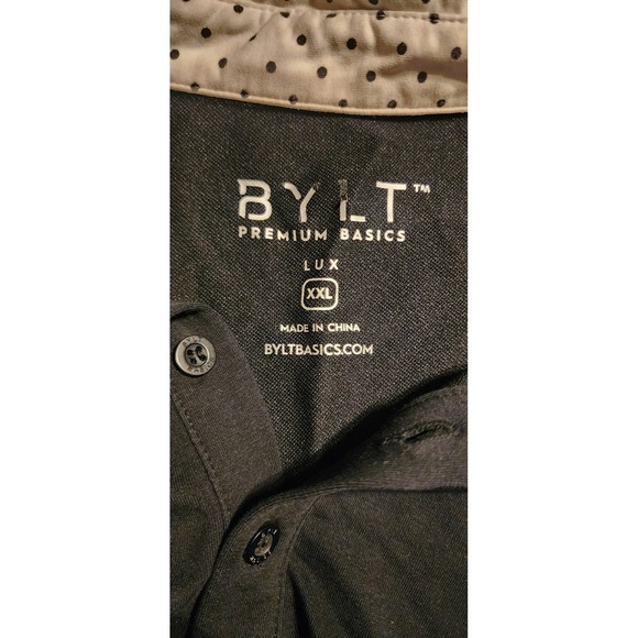 BYLT Mens Premium Basics Lux Polo Shirt Black XXL Short Sleeve Dot Collar Golf - Picture 2 of 7